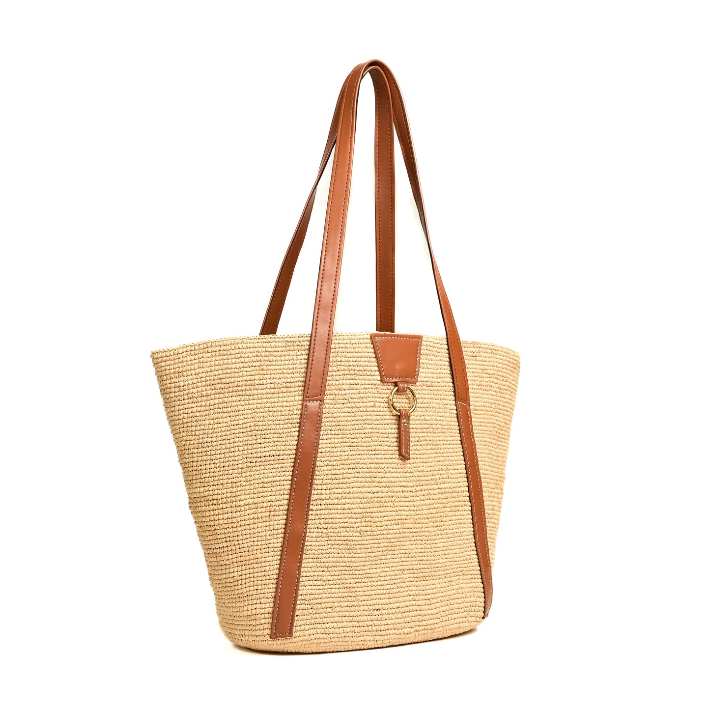 Sac à main vegan Anjara panier en raphia naturel et Uppeal alternative au cuir traditionnel, design intemporel, citadin et durable