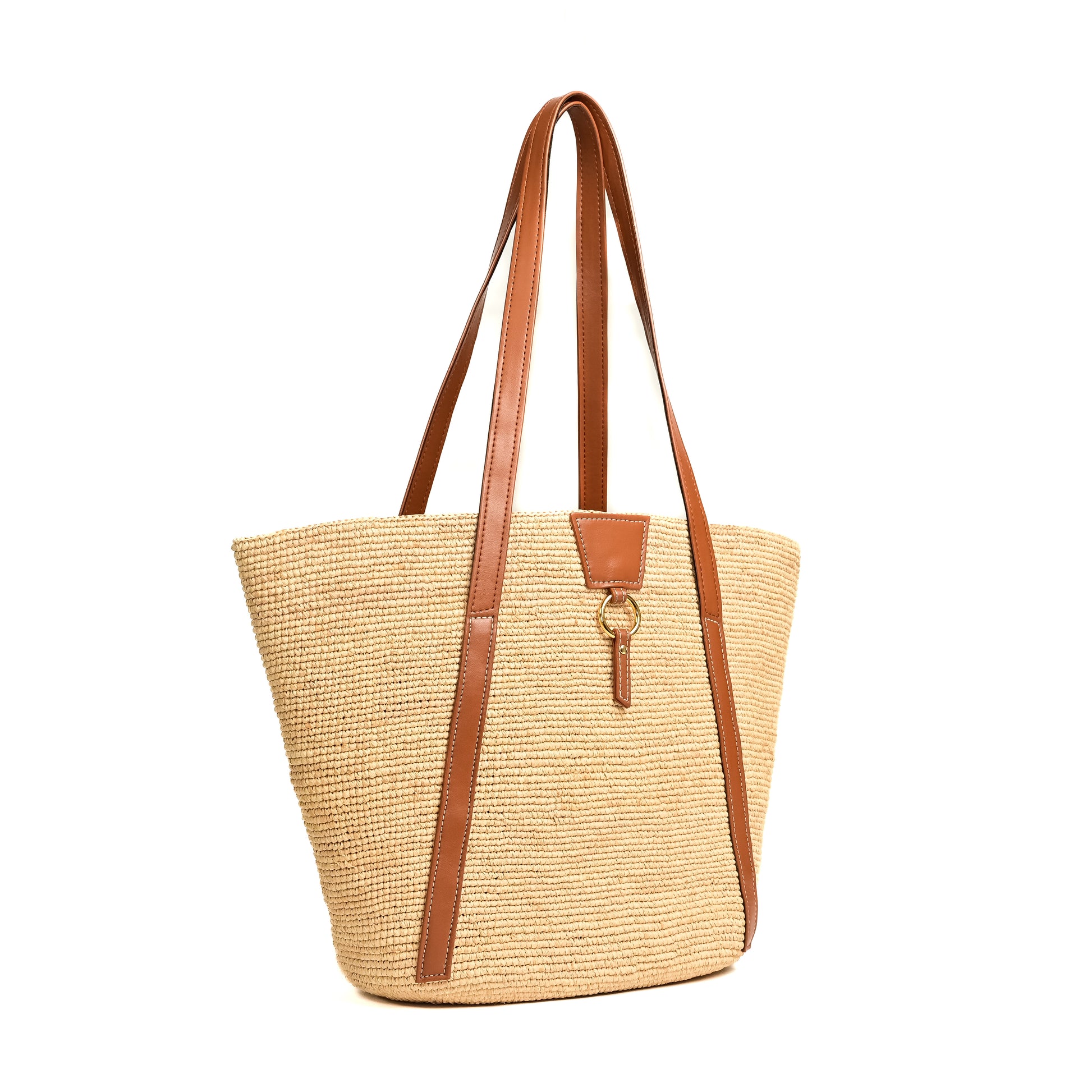 Sac à main vegan Anjara panier en raphia naturel et Uppeal alternative au cuir traditionnel, design intemporel, citadin et durable
